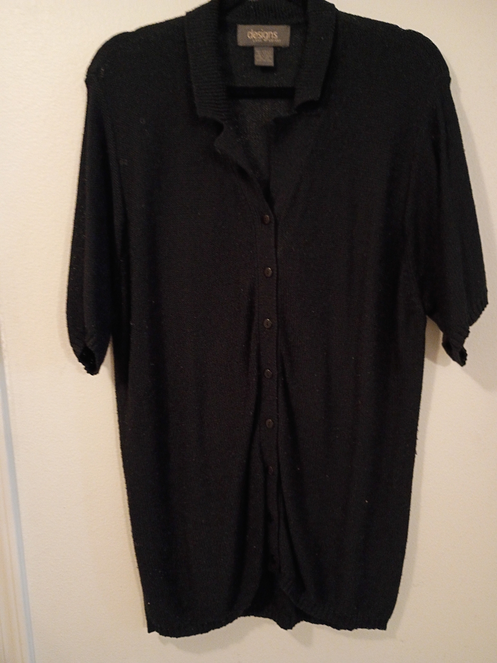 Lane Bryant Black Short-Sleeve Button-Up Shirt